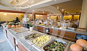 Buffet in hotel dining room