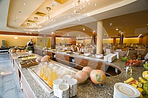 Buffet in hotel dining room