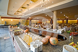 Buffet in hotel dining room