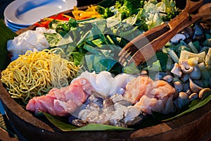 Buffet line in Wedding party dinner.