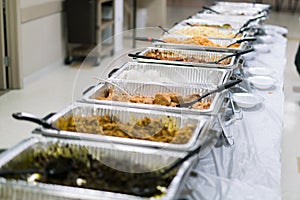 Buffet of Nigerian food served at celebration