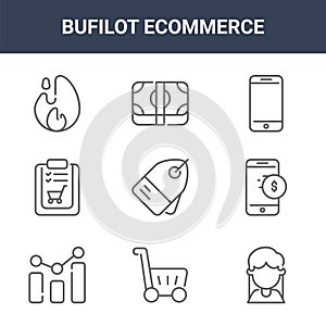 9 bufilot ecommerce icons pack. trendy bufilot ecommerce icons on white background. thin outline line icons such as costumer, photo