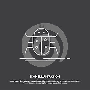 Bug, bugs, insect, testing, virus Icon. Line vector symbol for UI and UX, website or mobile application