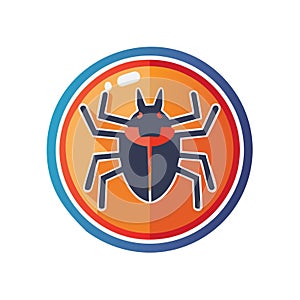 Bug in a Circle, Safety Sign. Computer Virus or Malware Symbol