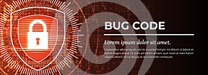 Bug Code. The Red Digital Background. Vector.