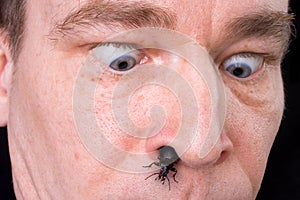 The bug is coming from the human nose