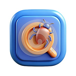 Bug Detection 3D Icon Representing Software Debugging and Cybersecurity Error Analysis Concept
