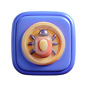 Bug Detection 3D Icon Representing Software Debugging and Cybersecurity Error Analysis Concept