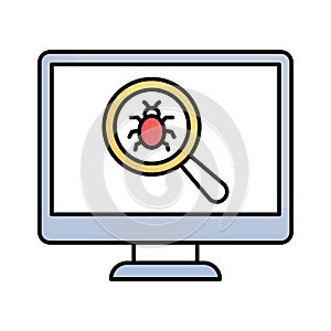 Bug detection Fill color vector icon which can easily modify or edit