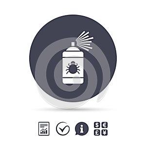 Bug disinfection sign icon. Fumigation symbol.