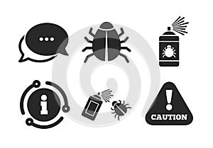 Bug disinfection signs. Caution attention icon. Vector