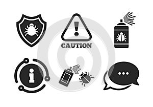 Bug disinfection signs. Caution attention icon. Vector