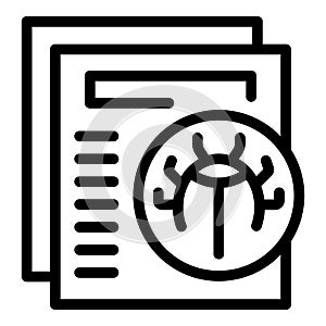 Bug document icon outline vector. System destroy