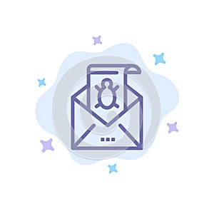 Bug, Emails, Email, Malware, Spam, Threat, Virus Blue Icon on Abstract Cloud Background