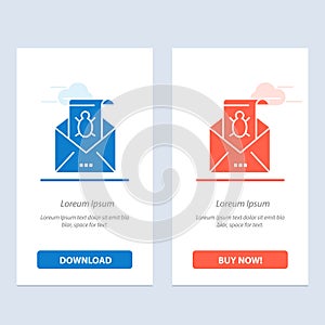 Bug, Emails, Email, Malware, Spam, Threat, Virus  Blue and Red Download and Buy Now web Widget Card Template