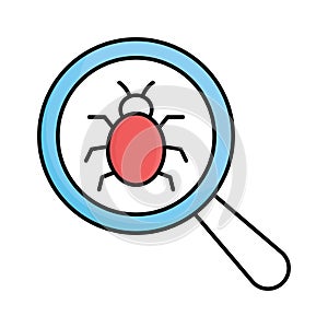 Bug finder Fill color vector icon which can easily modify or edit