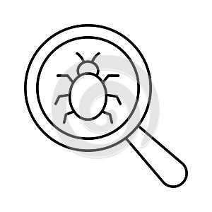 Bug finder Outline vector icon which can easily modify or edit