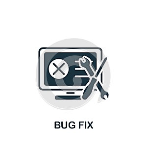 Bug Fix icon. Monochrome simple Web Design icon for templates, web design and infographics