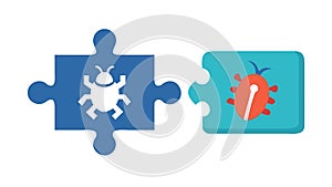 Bug Fix Puzzle, Software Solution Concept, vector design Generative AI