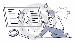 Bug Fixing Software Development, Code Debugging IT Solution, vector design Generative AI