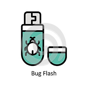 Bug Flash vector Filled outline icon style illustration. EPS 10 File