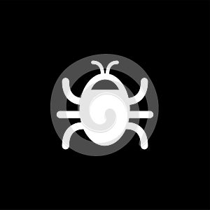 Bug Icon On Black Background. Black Flat Style Vector Illustration