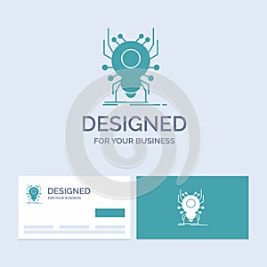 Bug, insect, spider, virus, App Business Logo Glyph Icon Symbol for your business. Turquoise Business Cards with Brand logo