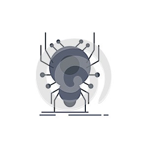 Bug, insect, spider, virus, App Flat Color Icon Vector