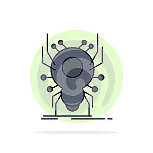 Bug, insect, spider, virus, App Flat Color Icon Vector