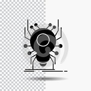 Bug, insect, spider, virus, App Glyph Icon on Transparent Background. Black Icon