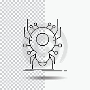 Bug, insect, spider, virus, App Line Icon on Transparent Background. Black Icon Vector Illustration