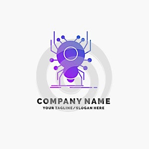 Bug, insect, spider, virus, App Purple Business Logo Template. Place for Tagline