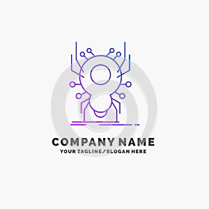 Bug, insect, spider, virus, App Purple Business Logo Template. Place for Tagline