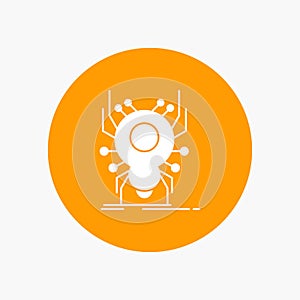 Bug, insect, spider, virus, App White Glyph Icon in Circle. Vector Button illustration