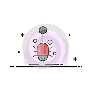 Bug, insect, spider, virus, web Flat Color Icon Vector