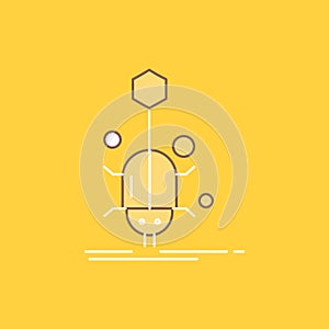 Bug, insect, spider, virus, web Flat Line Filled Icon. Beautiful Logo button over yellow background for UI and UX, website or