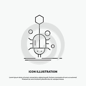 Bug, insect, spider, virus, web Icon. Line vector gray symbol for UI and UX, website or mobile application