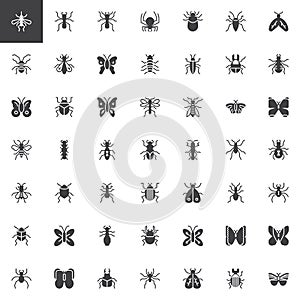 Bug and insects vector icons set