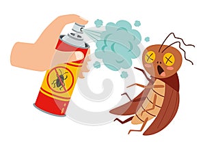 Bug Repellent Spray Can Spaying On Cockroack