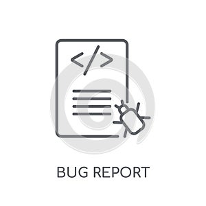 Bug report linear icon. Modern outline Bug report logo concept o