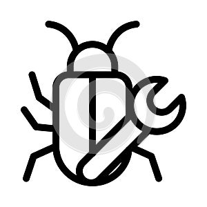 Bug setting vector line icon