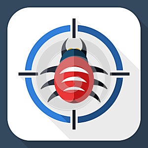 Bug target icon with long shadow