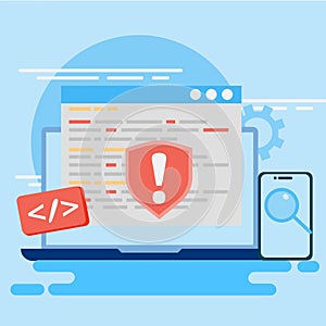 Bug Testing Concepts. Coding Debugging with AI. Code automation testing. Software development, control and debugging.