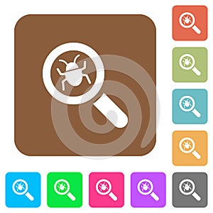 Bug tracking rounded square flat icons
