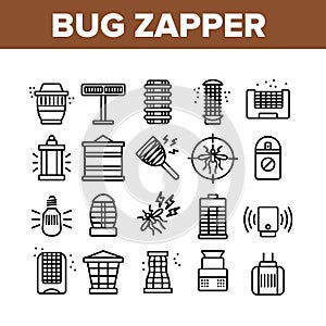 Bug Zapper Equipment Collection Icons Set Vector