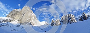 The Bugaboo Spires Mountains, a mountain range in the Purcell Mountains, Bugaboo Provincial Park, Britisch Columbia