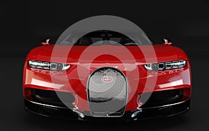 Bugatti Chiron in studio against a black background