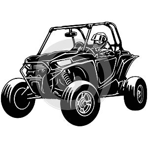 Buggy ATV Quad Bike and Sexy Girl - Extreme Dirt Bike 4x4 - Clipart, Vector Design