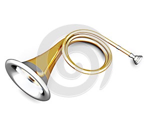 Bugle on a white