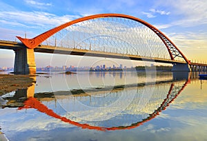 Bugrinsky bridge in golden autumn